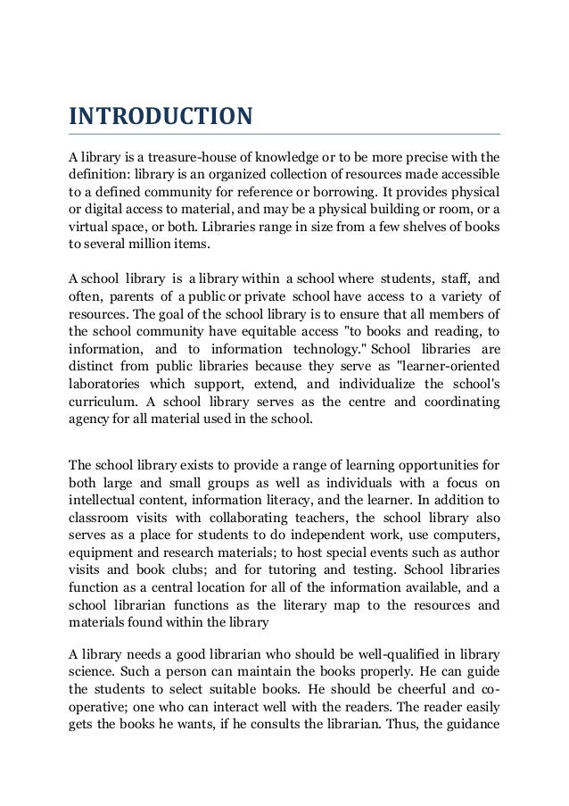 write a short paragraph about library importance of library in education